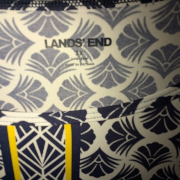 Lands End 3x Navy and White Patterned Women's Top - Picture 4 of 4